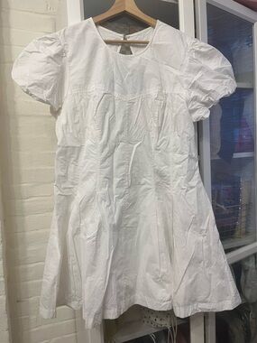 Maeve by Anthropologie White Puff Sleeve Cotton Dress